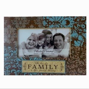 Photo Frame Wood The Love of a Family Inspirational Box Blue Teal Brown
